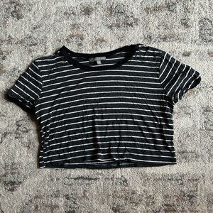Black and White Striped Crop Top